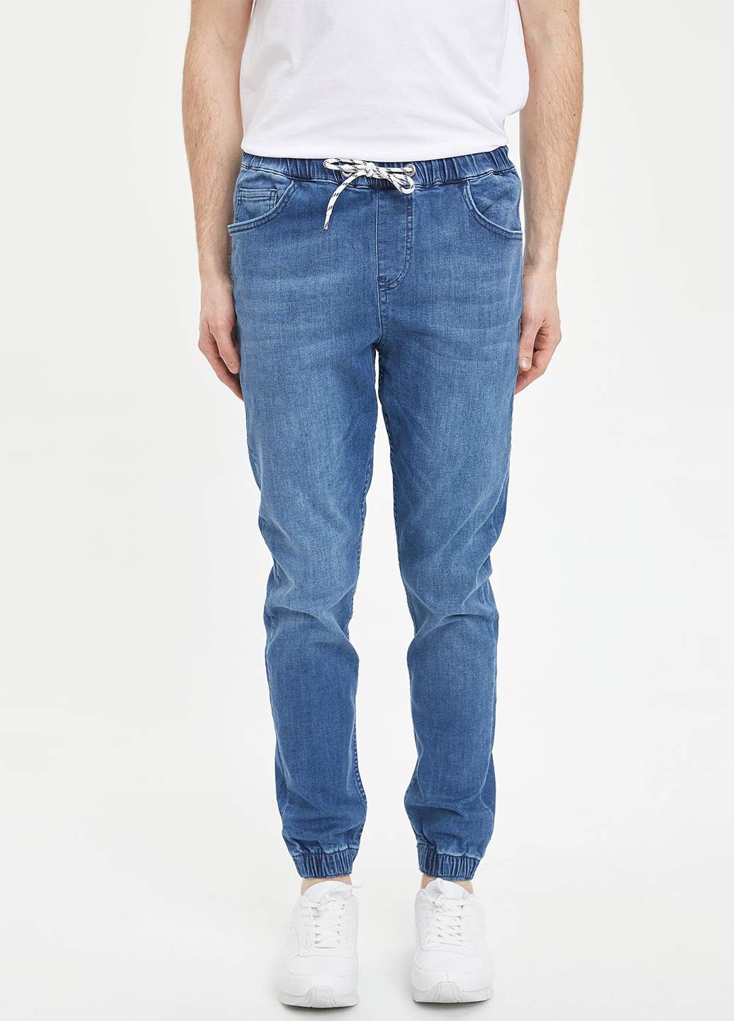 Штани DeFacto завужені темно-блакитні джинсові бавовна