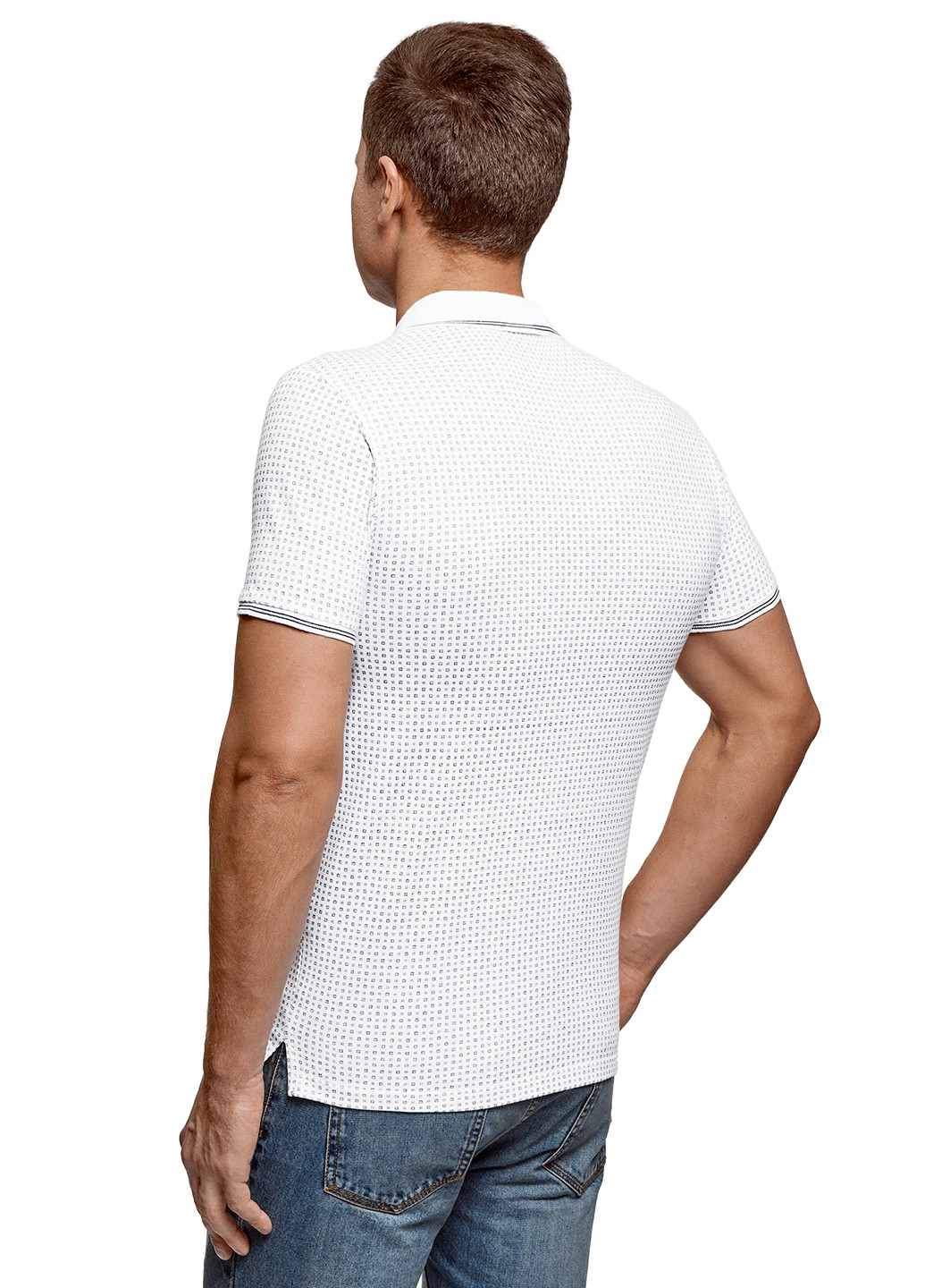 Белая футболка-поло для мужчин Oodji с геометрическим узором