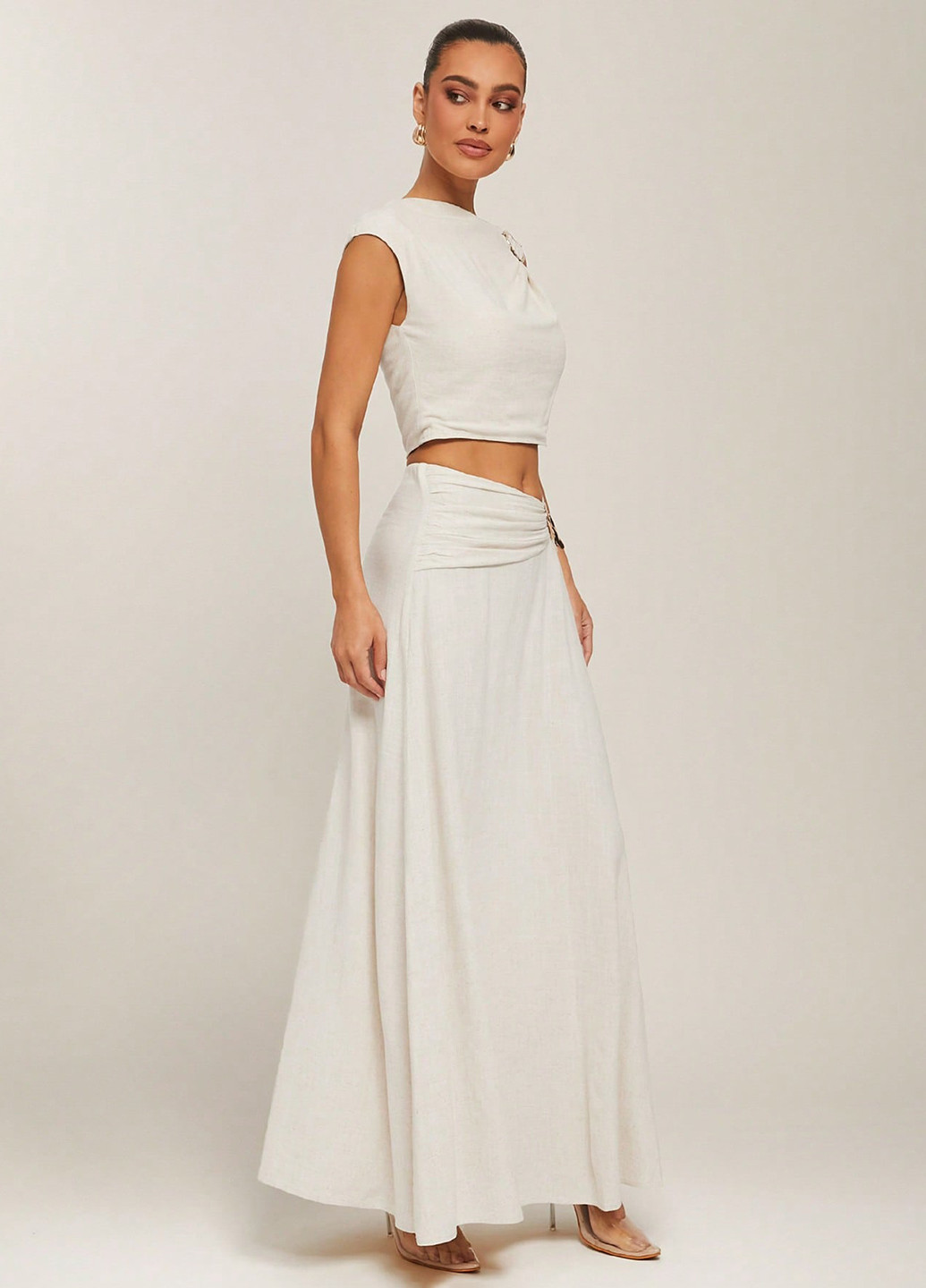 Белая кэжуал однотонная юбка SHEIN клешированная