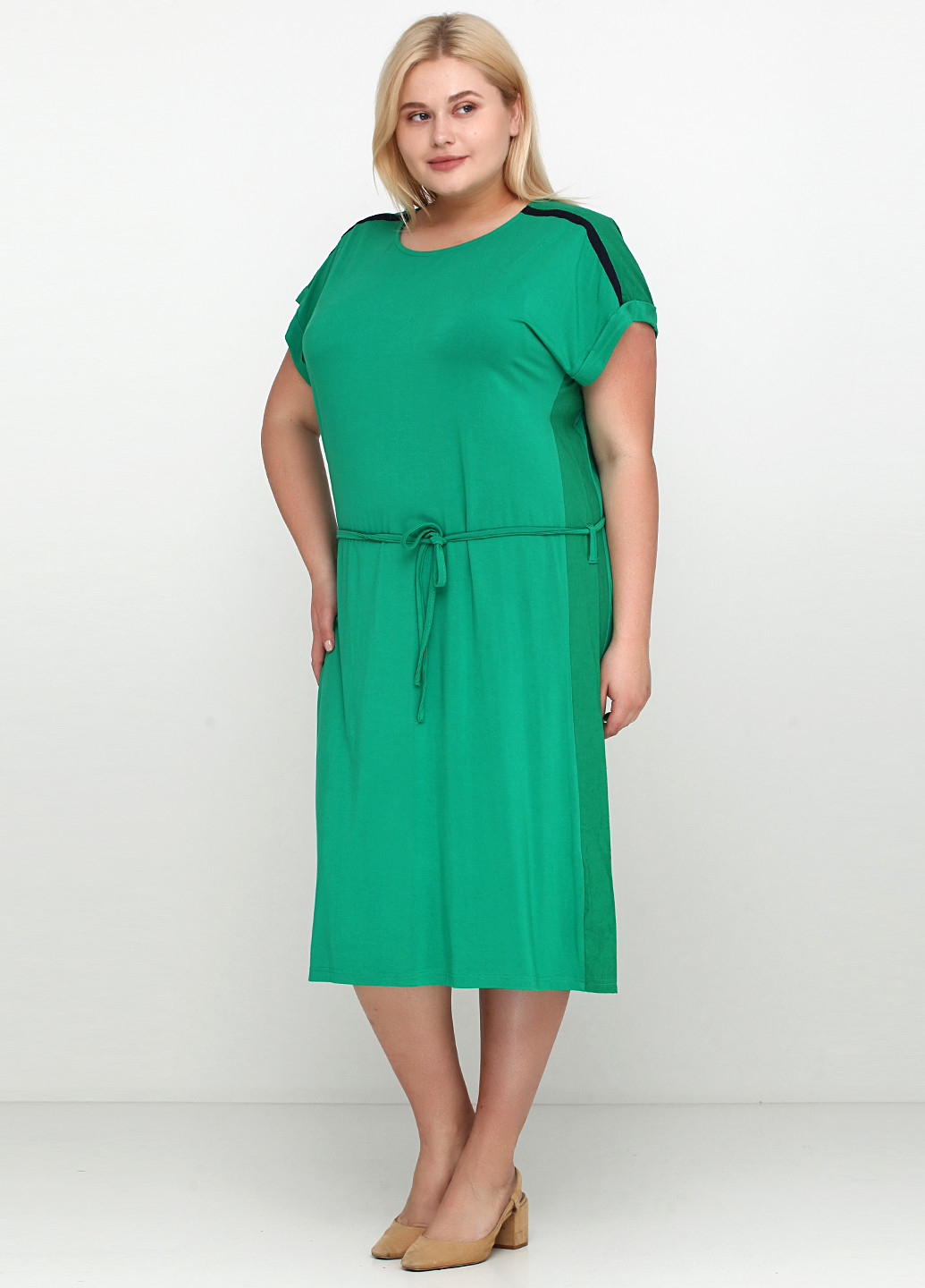 Зеленое кэжуал платье Adia Fashion однотонное