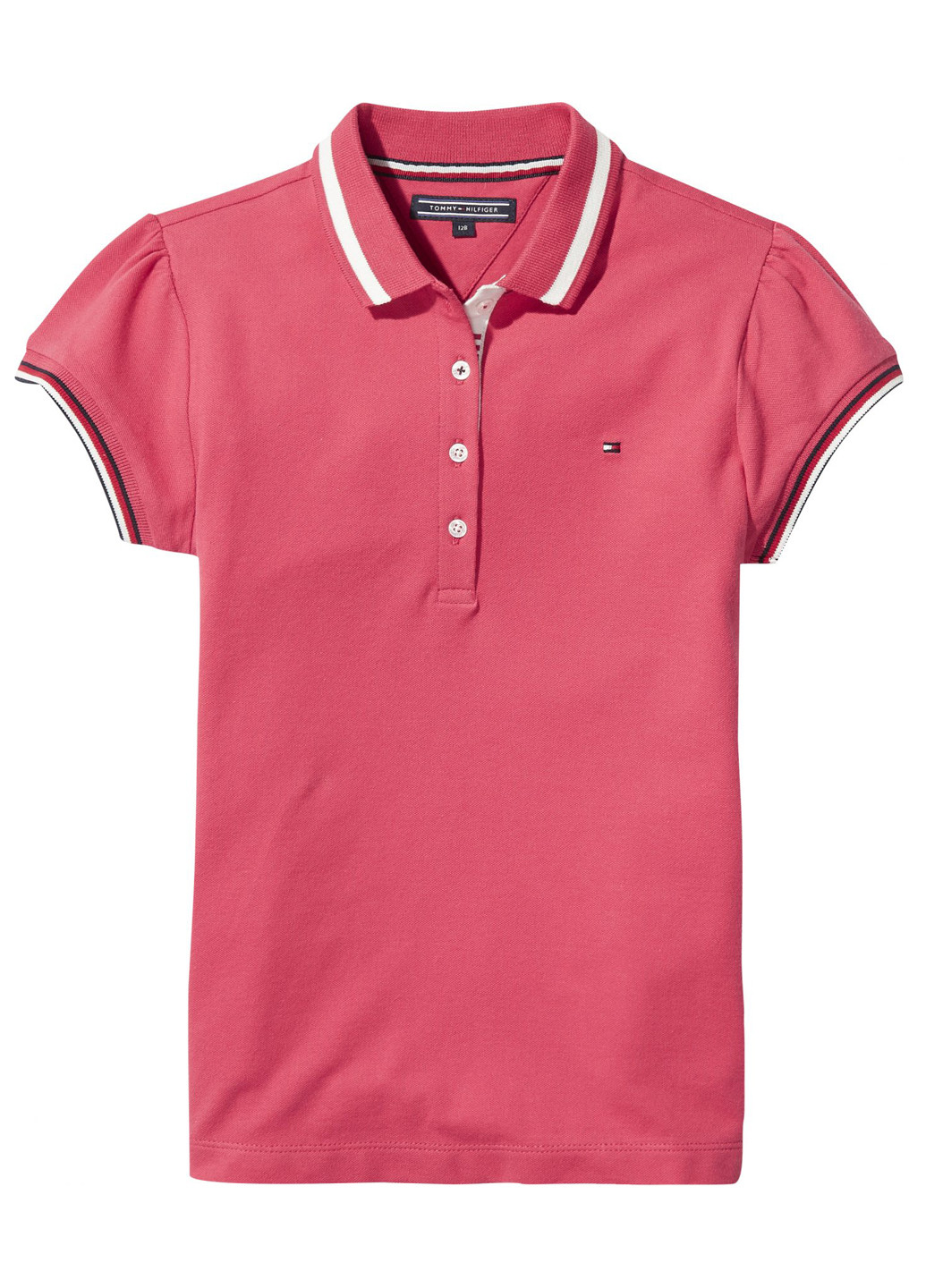 Розовая детская футболка-поло для девочки Tommy Hilfiger однотонная