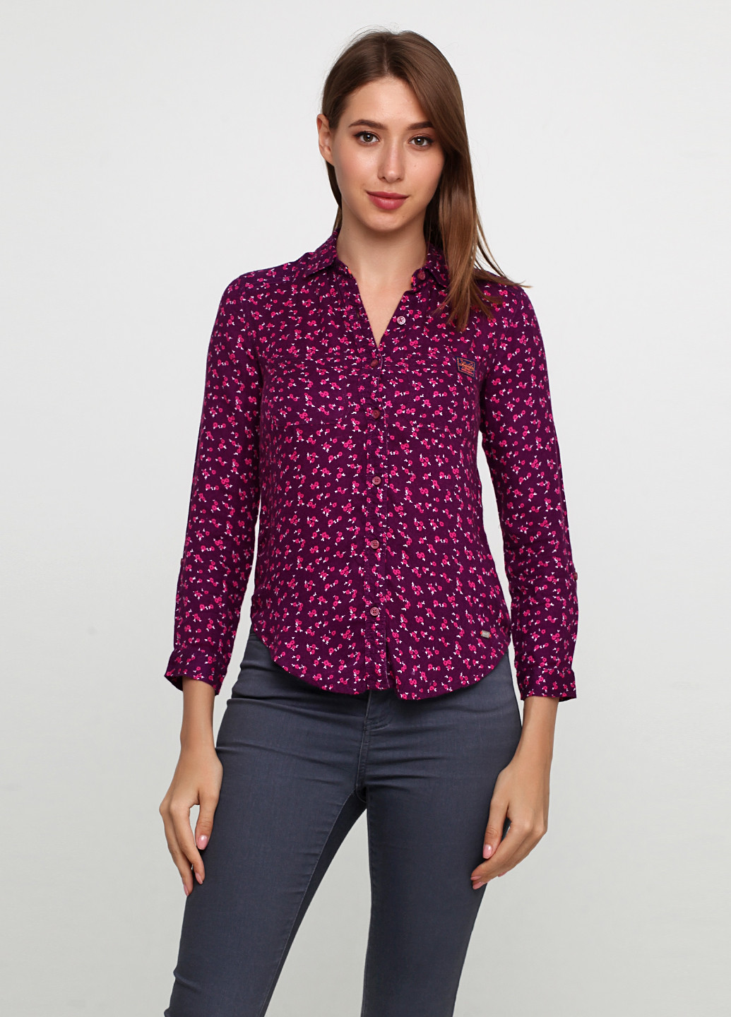 Фиолетовая кэжуал рубашка с цветами Superdry