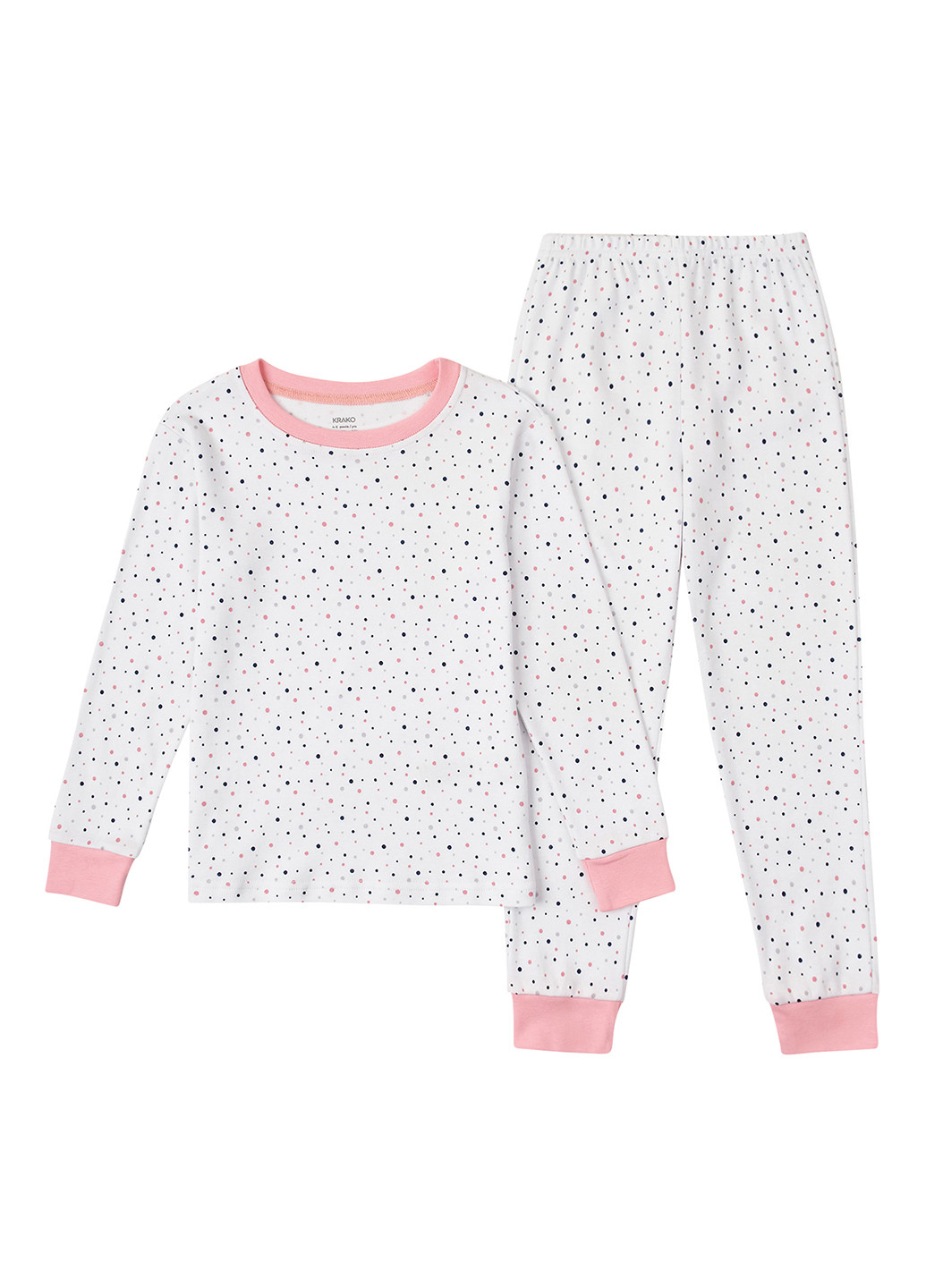 Біла всесезон піжама (лонгслів, штани) лонгслів + брюки KRAKO