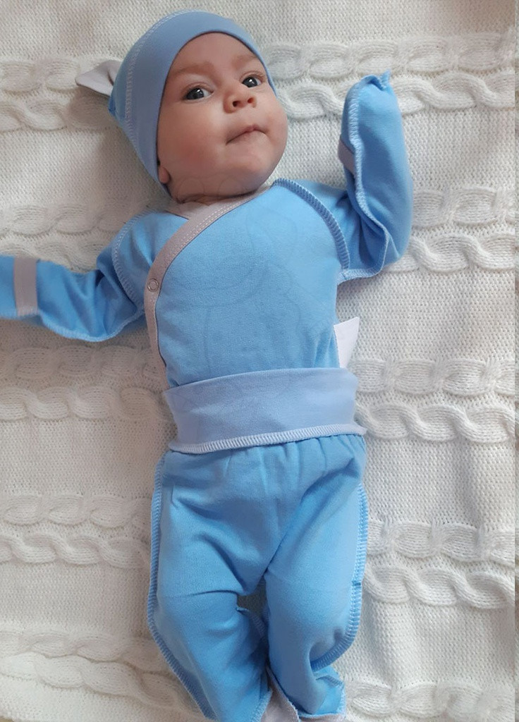 Голубой зимний набор в роддом для новорожденного Баранчик БО