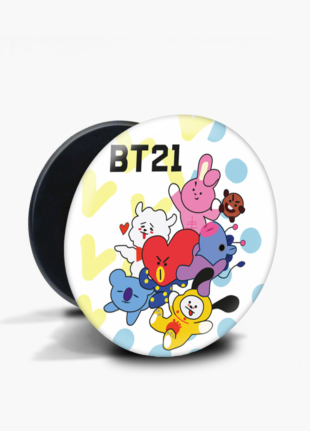 Попсокет (Popsockets) тримач для смартфону БТС (BTS) (8754-1166) Чорний MobiPrint (216748451)