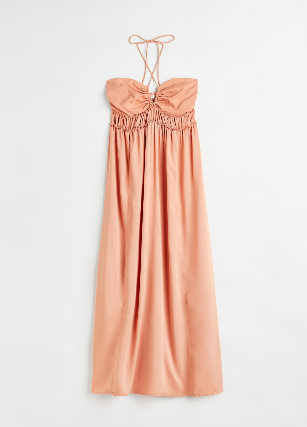 Лососевое кэжуал платье с открытыми плечами H&M однотонное