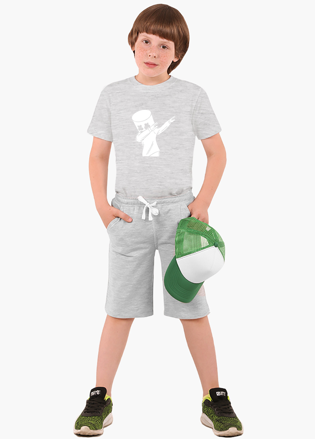Світло-сіра демісезонна футболка дитяча маршмелло фортнайт (marshmello fortnite) (9224-1330) MobiPrint