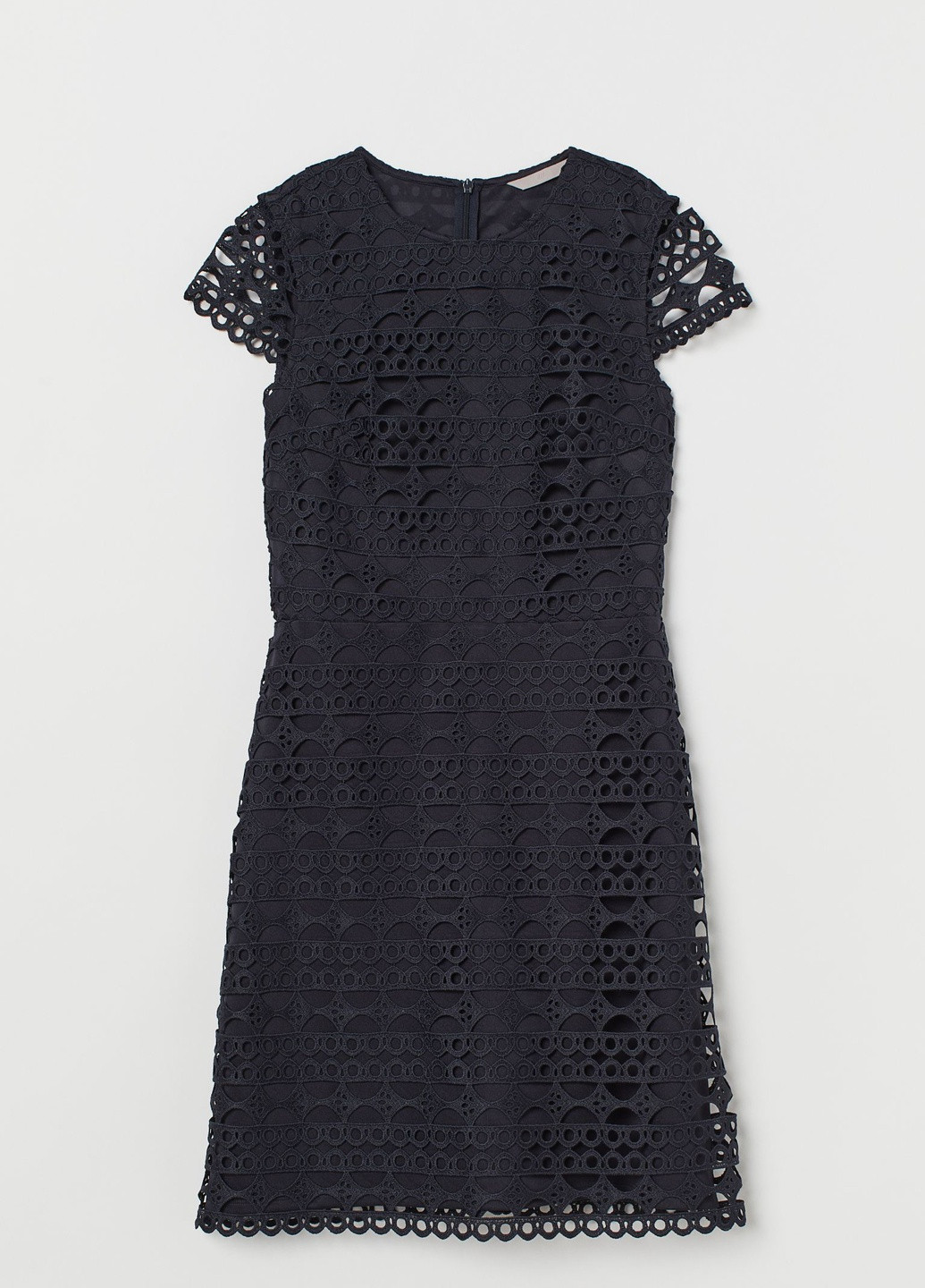Темно-синее коктейльное платье кружевное H&M однотонное
