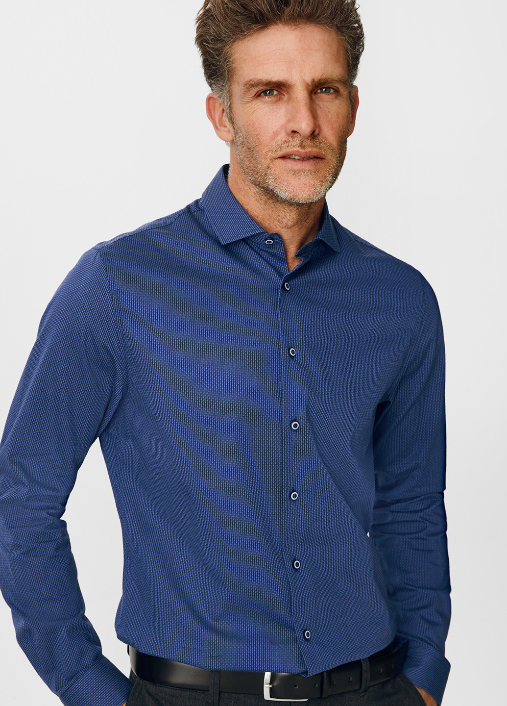 Синяя классическая, кэжуал рубашка с абстрактным узором C&A