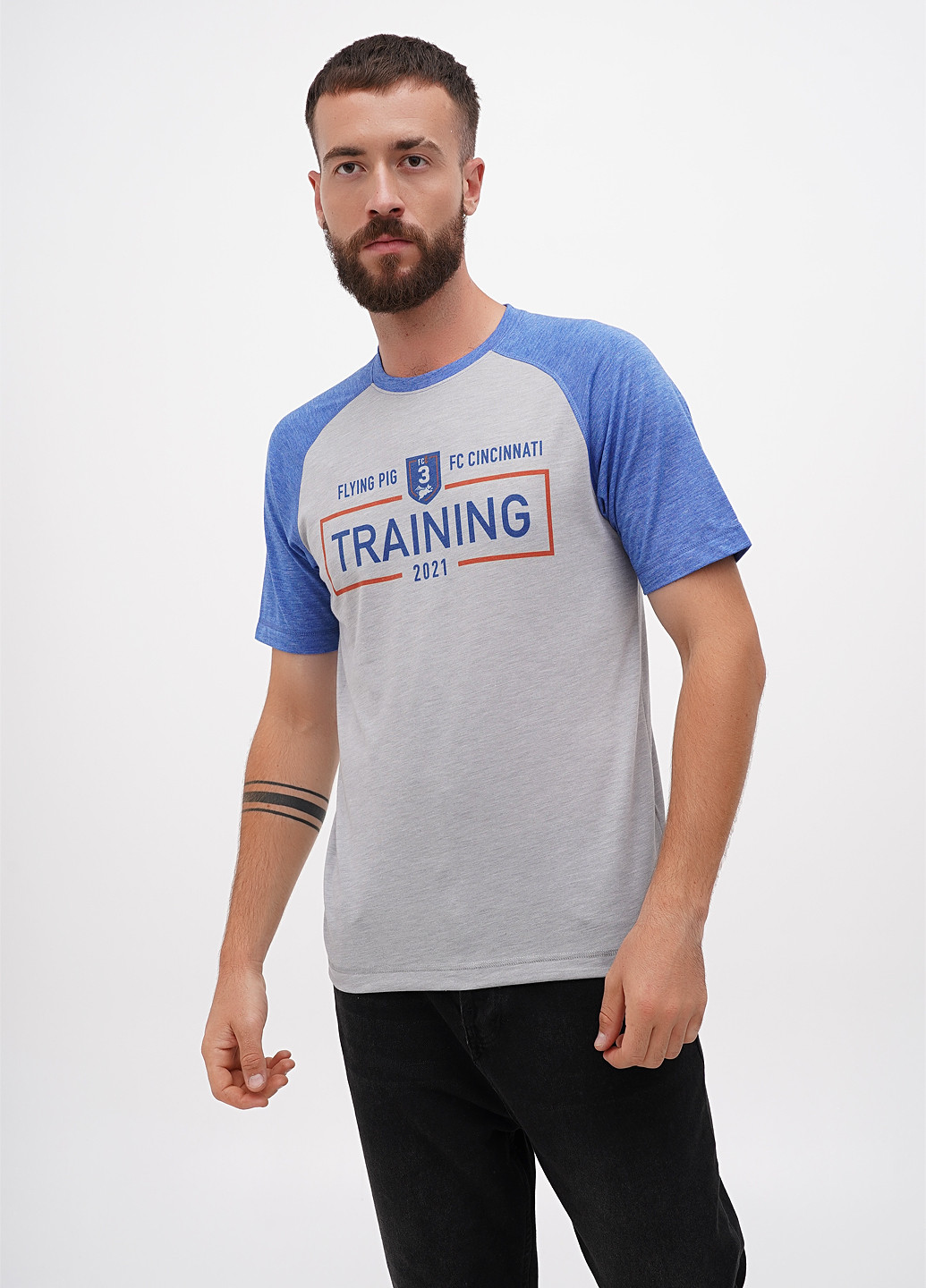 Серо-синяя футболка Sport-Tek