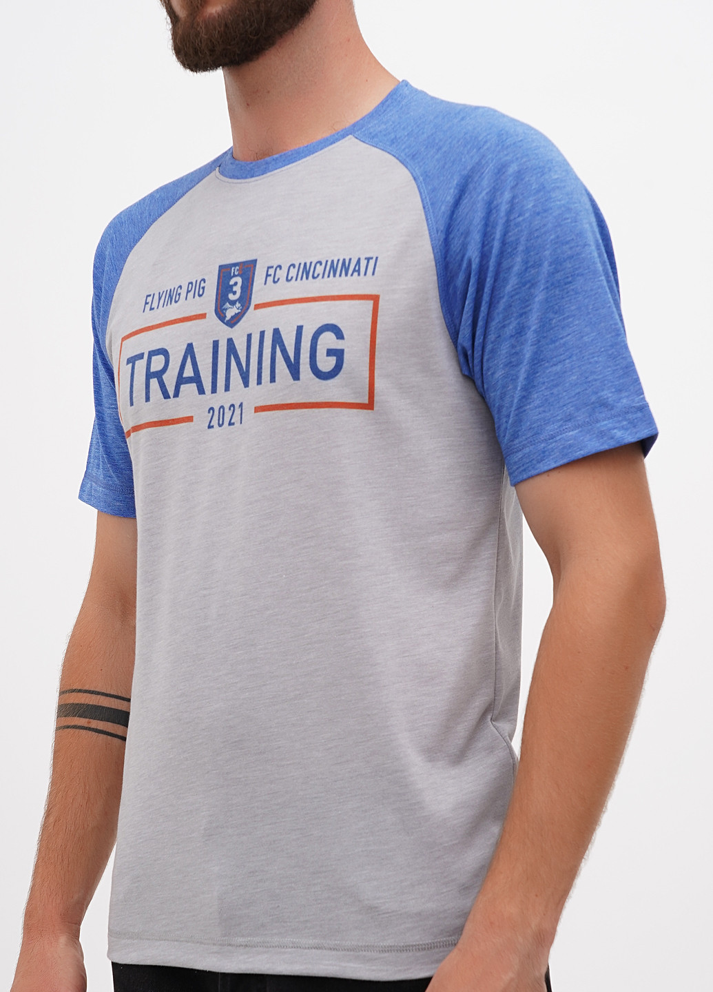 Серо-синяя футболка Sport-Tek