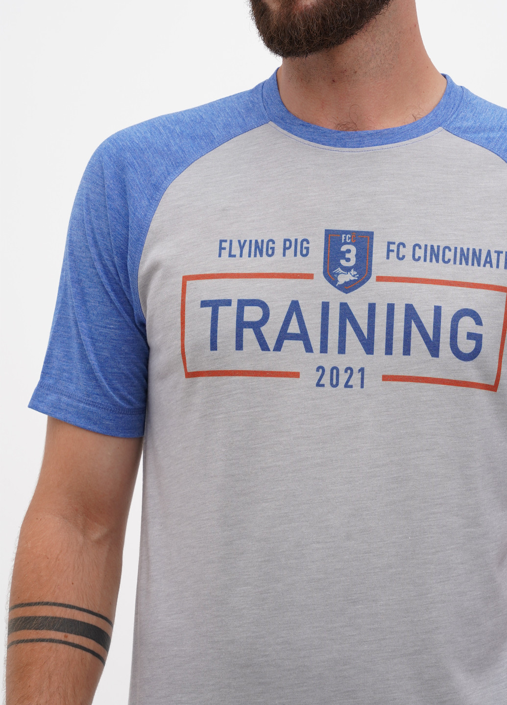 Серо-синяя футболка Sport-Tek