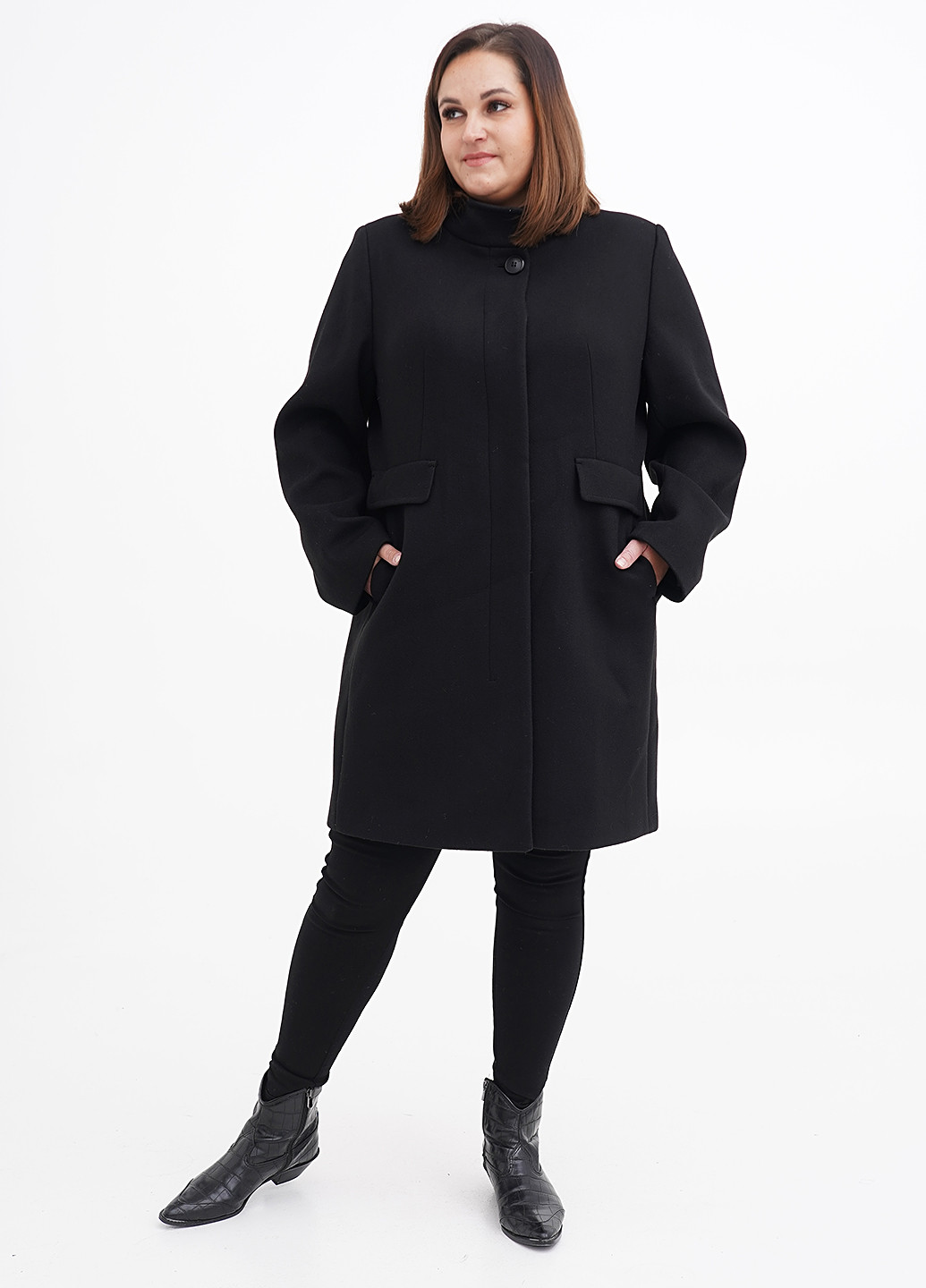 Черное демисезонное Пальто однобортное Luisa Viola