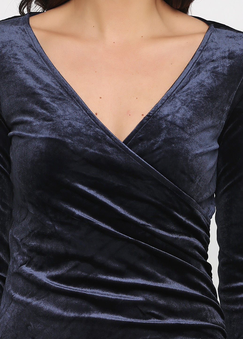 Темно-синее кэжуал платье на запах H&M меланжевое