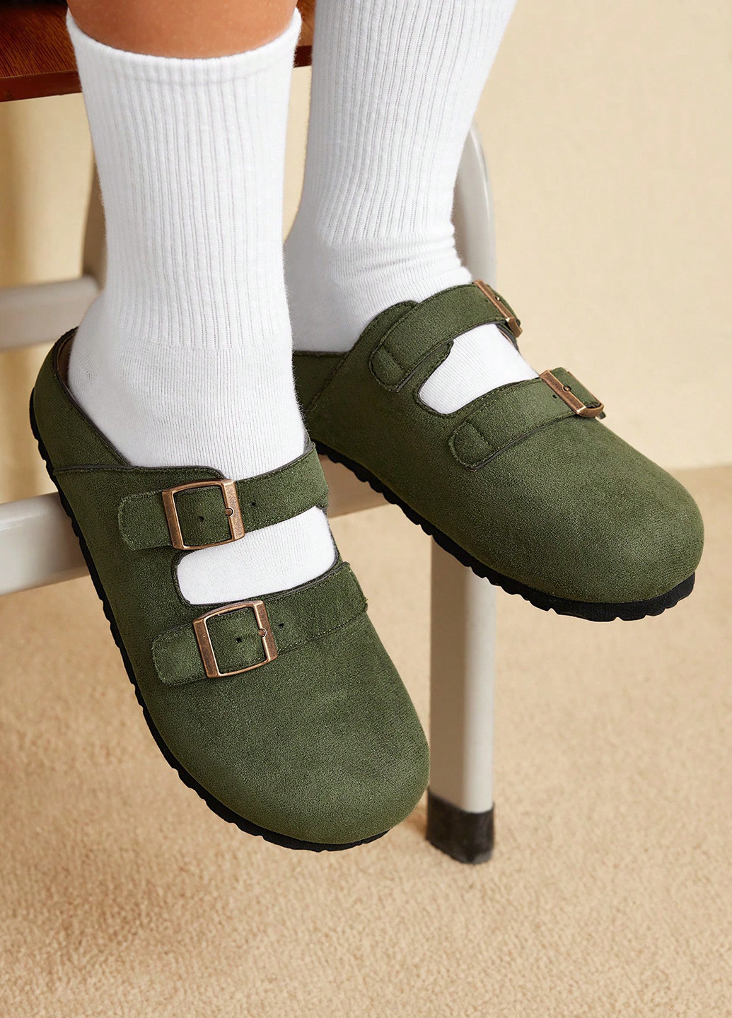 SHEIN Туфли лоферы хаки з полиуретан, искусственная кожа, китай — демисезон (331821640)