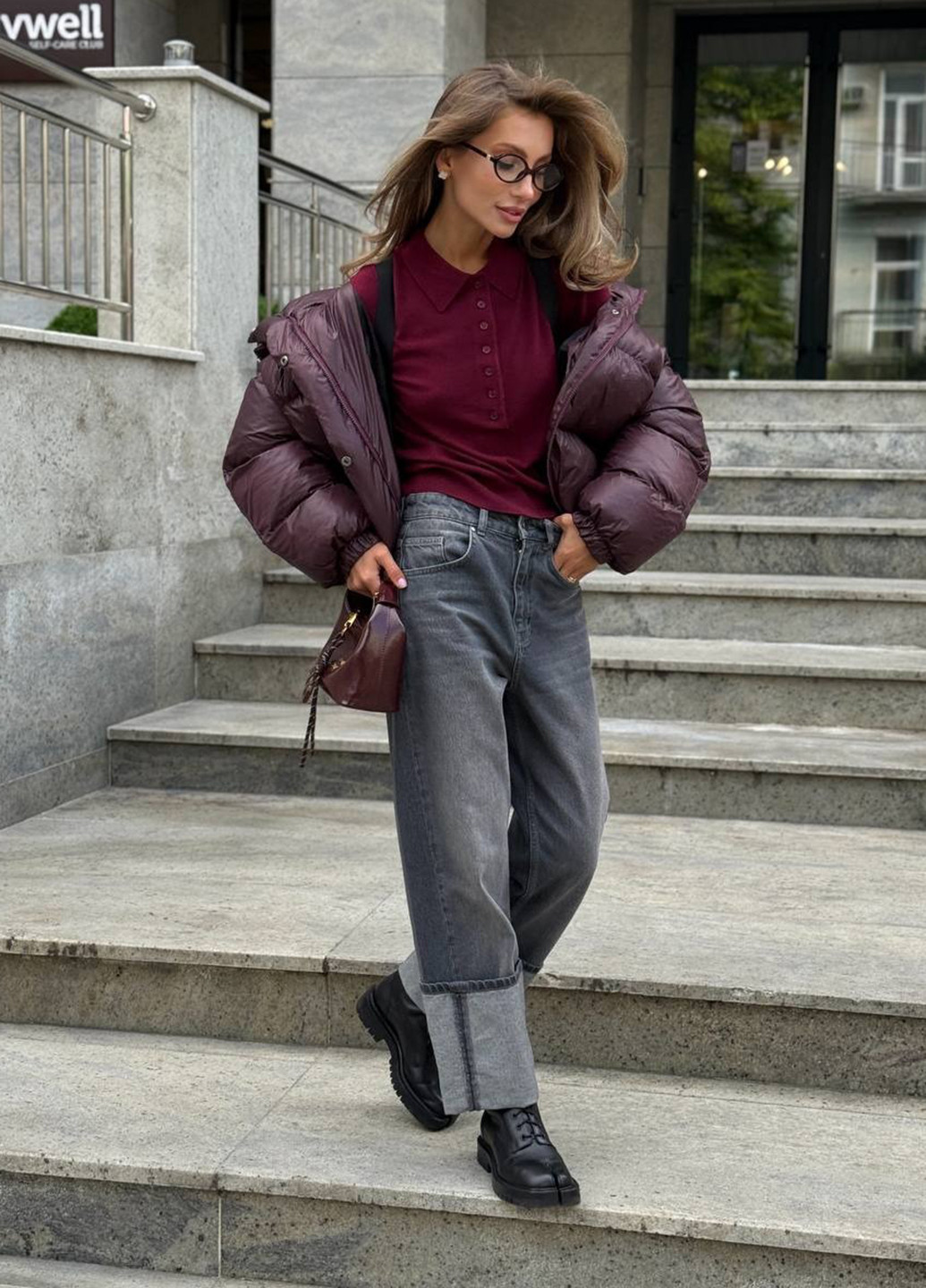 Бордовая зимняя куртка No Brand