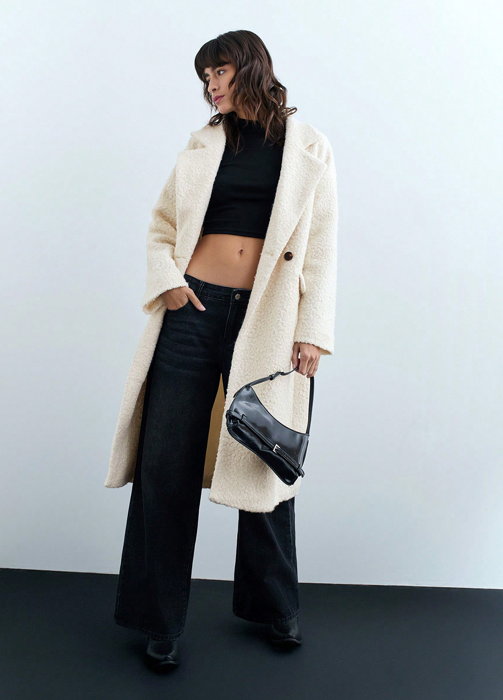 Молочное демисезонное Пальто оверсайз SHEIN