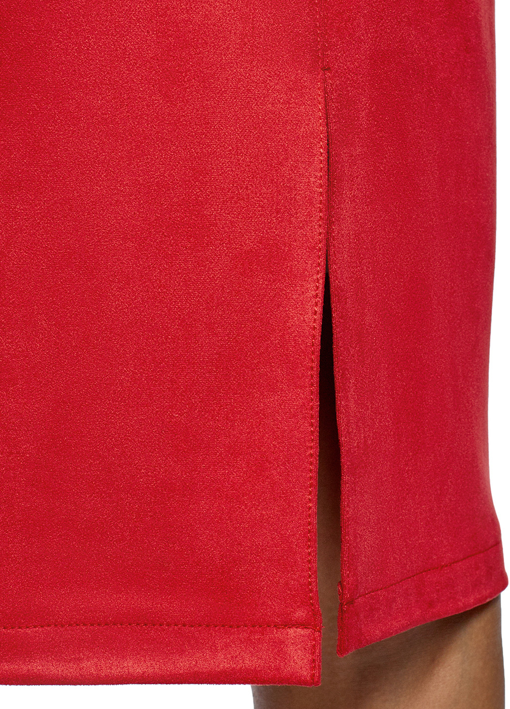 Красная офисная однотонная юбка Oodji карандаш