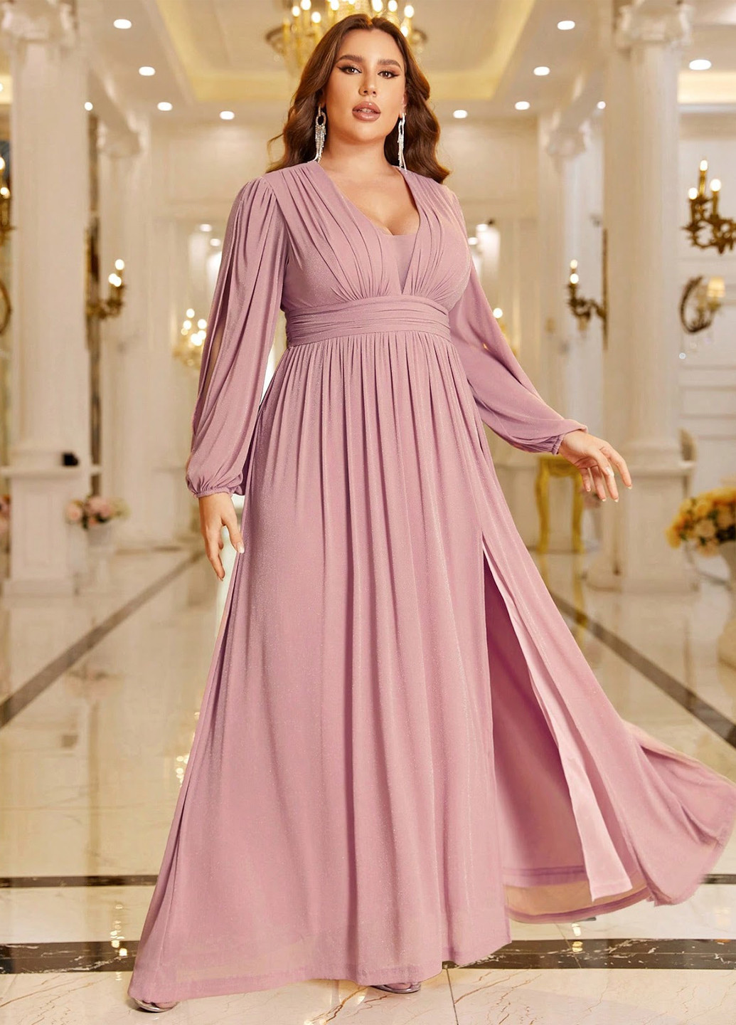 Светло-розовое кэжуал платье SHEIN однотонное