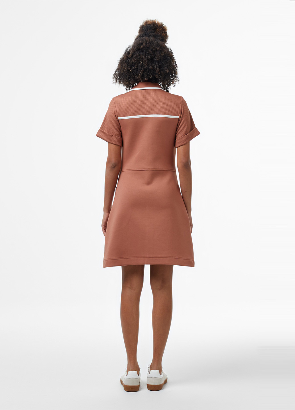 Коричневое кэжуал платье поло Lacoste однотонное