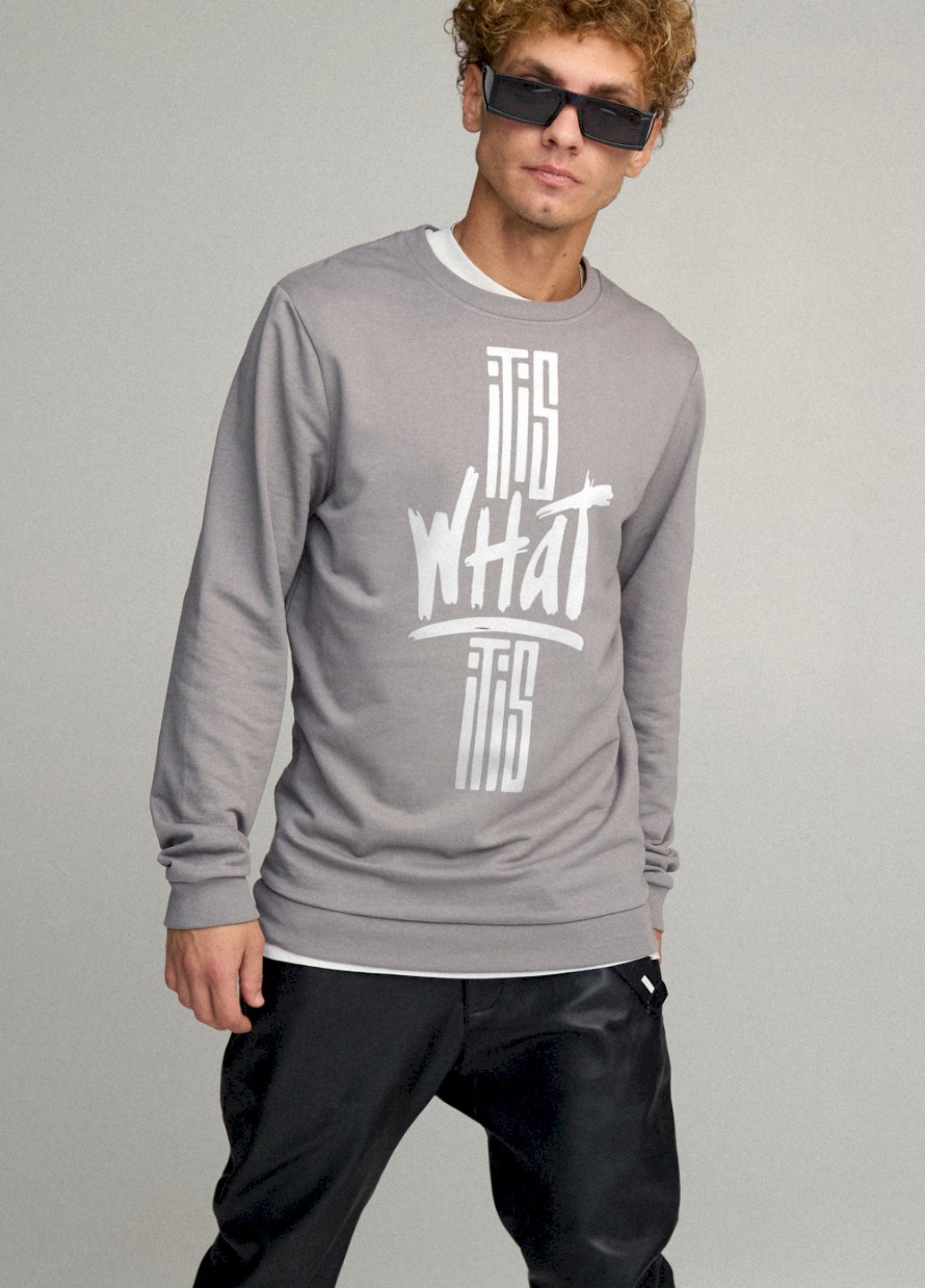 Серый свитшот мужской basic /no flis/ YAPPI (252259383)