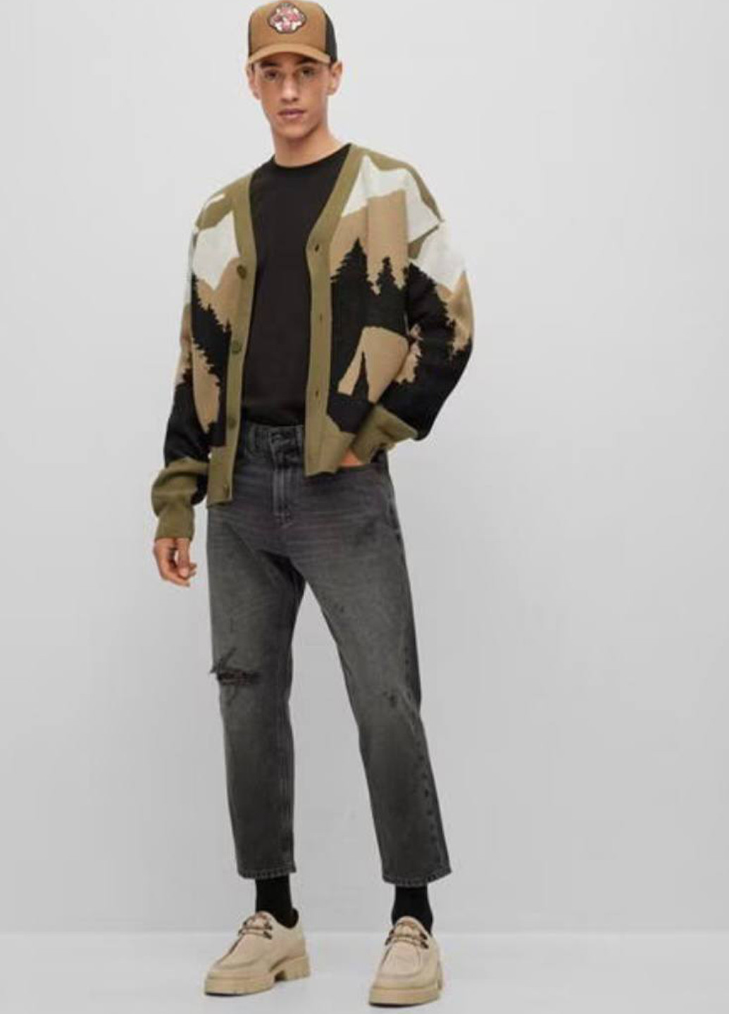 Черные демисезонные укороченные джинсы Hugo