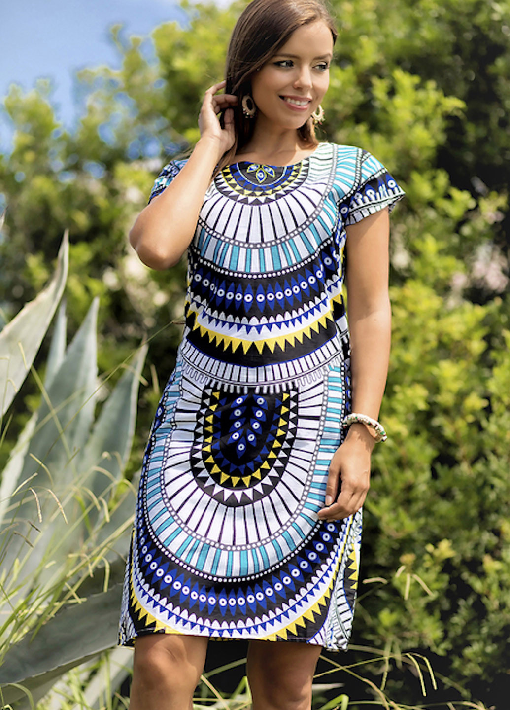 Комбинированное пляжное платье Indiano с орнаментом