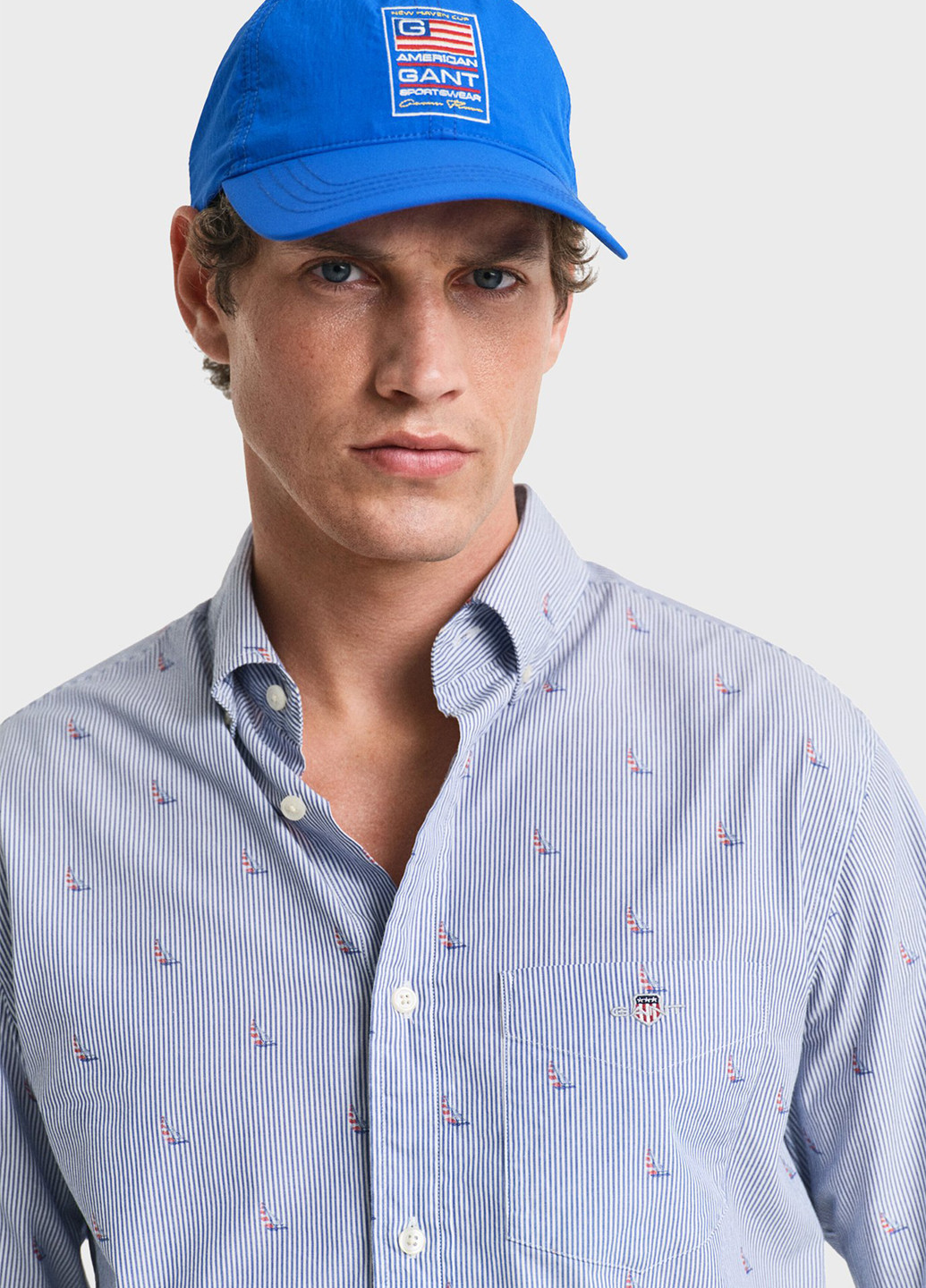 Синяя кэжуал рубашка в полоску Gant