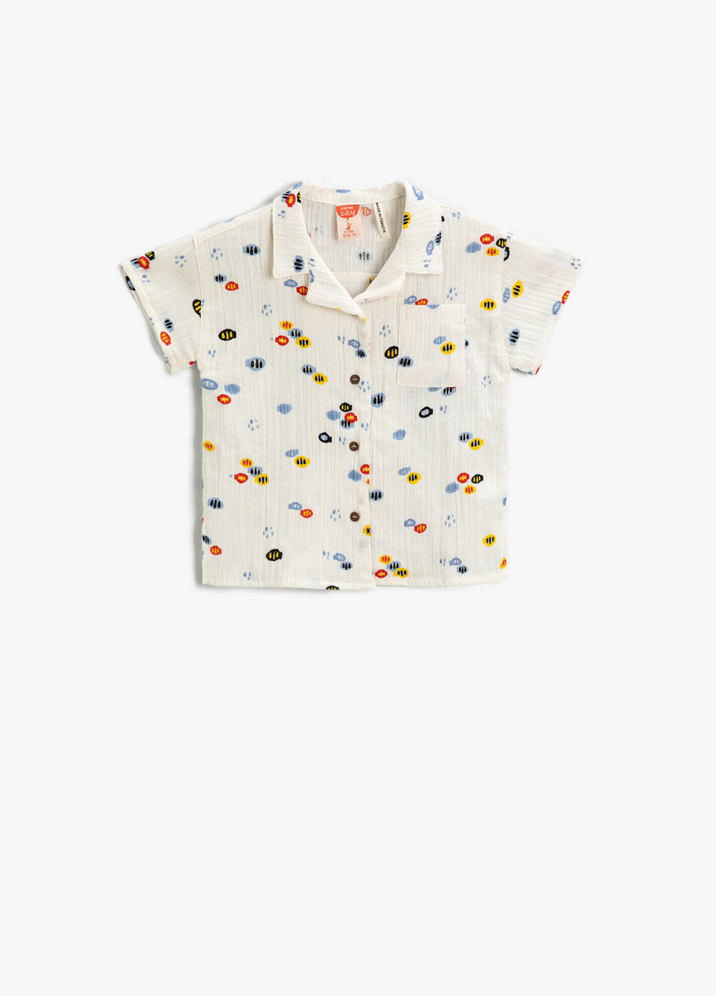 Молочная кэжуал рубашка с абстрактным узором KOTON