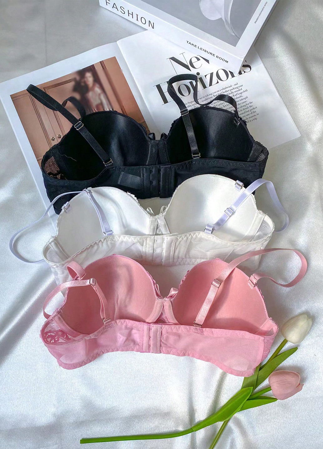 Комбінований корбей бюстгальтер (3 шт.) SHEIN з кісточками поліестер