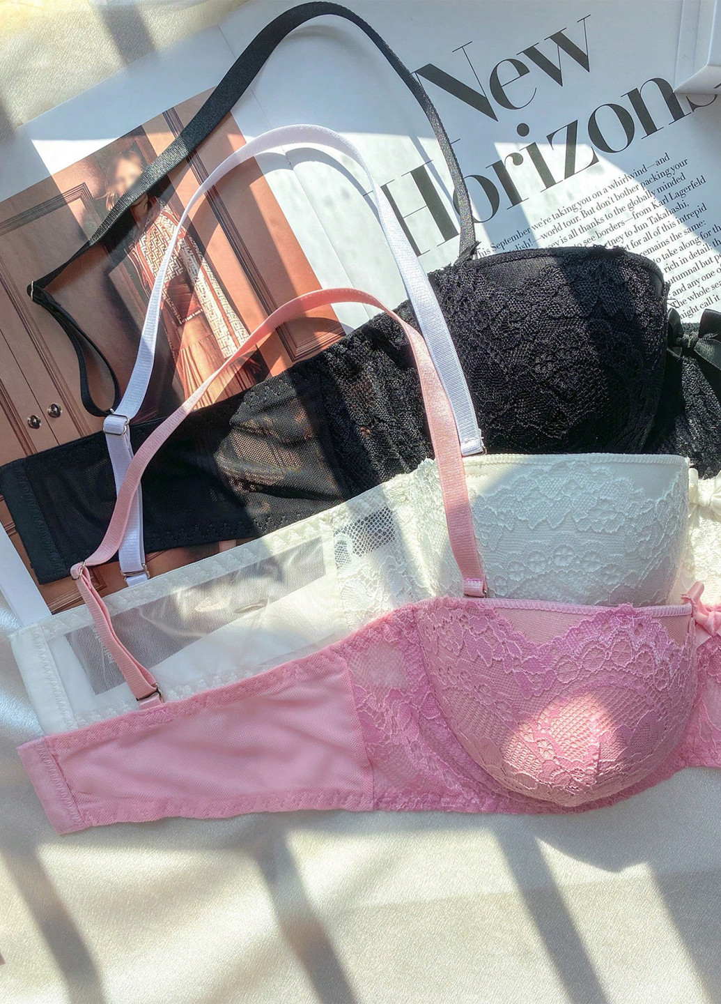 Комбінований корбей бюстгальтер (3 шт.) SHEIN з кісточками поліестер