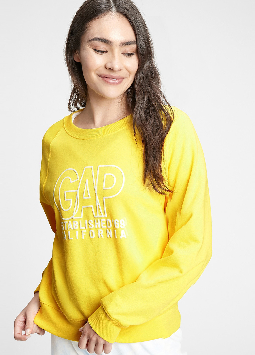 Світшот Gap - Прямий крій логотип жовтий кежуал бавовна - (240120391)