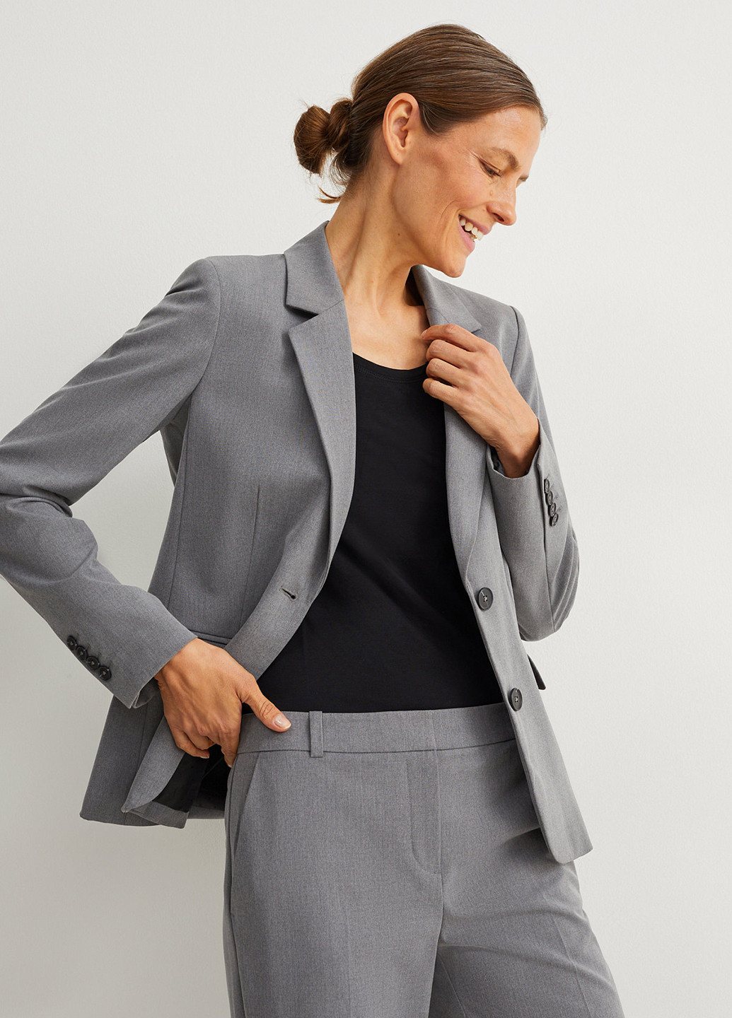 Серый женский жакет C&A меланжевый - демисезонный