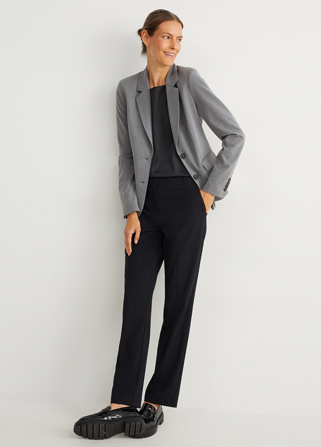 Серый женский жакет C&A меланжевый - демисезонный