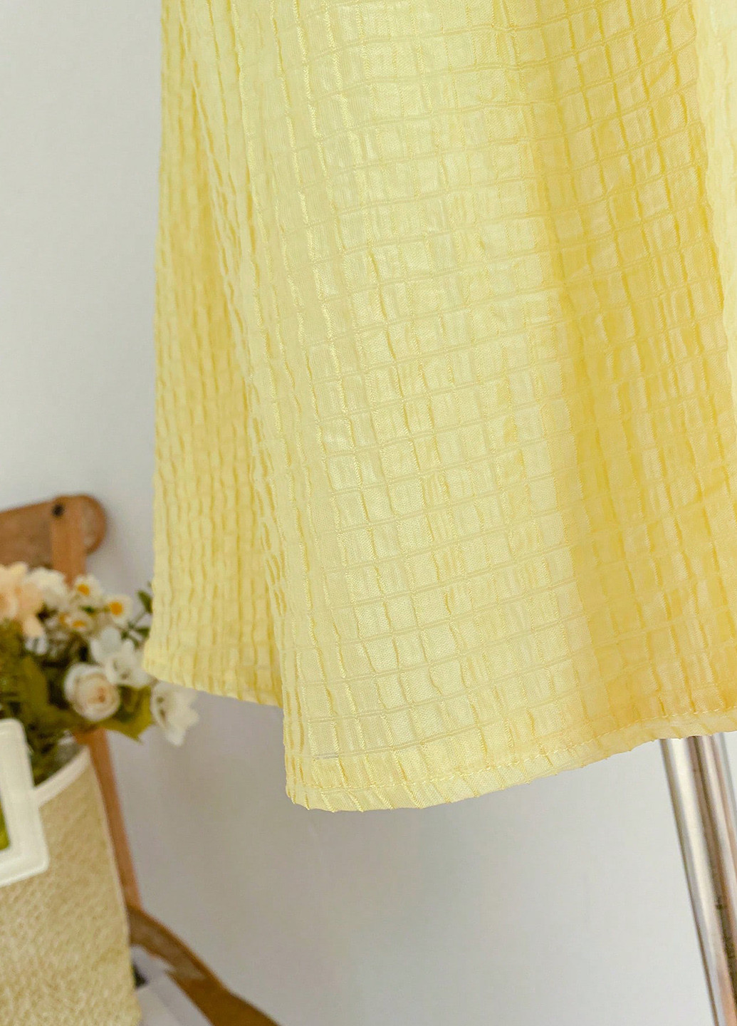 Желтое кэжуал платье с открытой спиной SHEIN однотонное