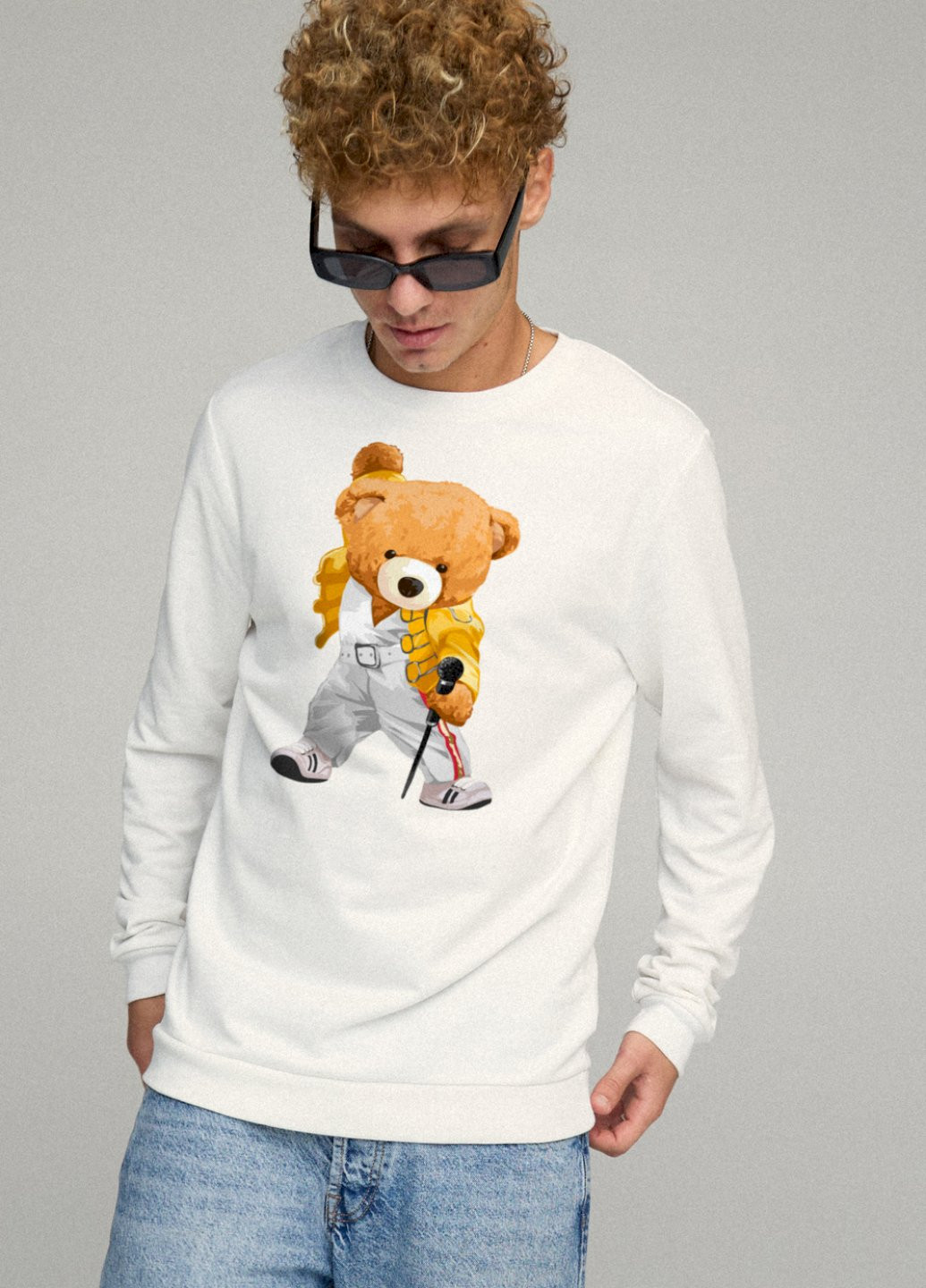 Білий світшот чоловічий basic /no flis/ YAPPI малюнок (251791346)