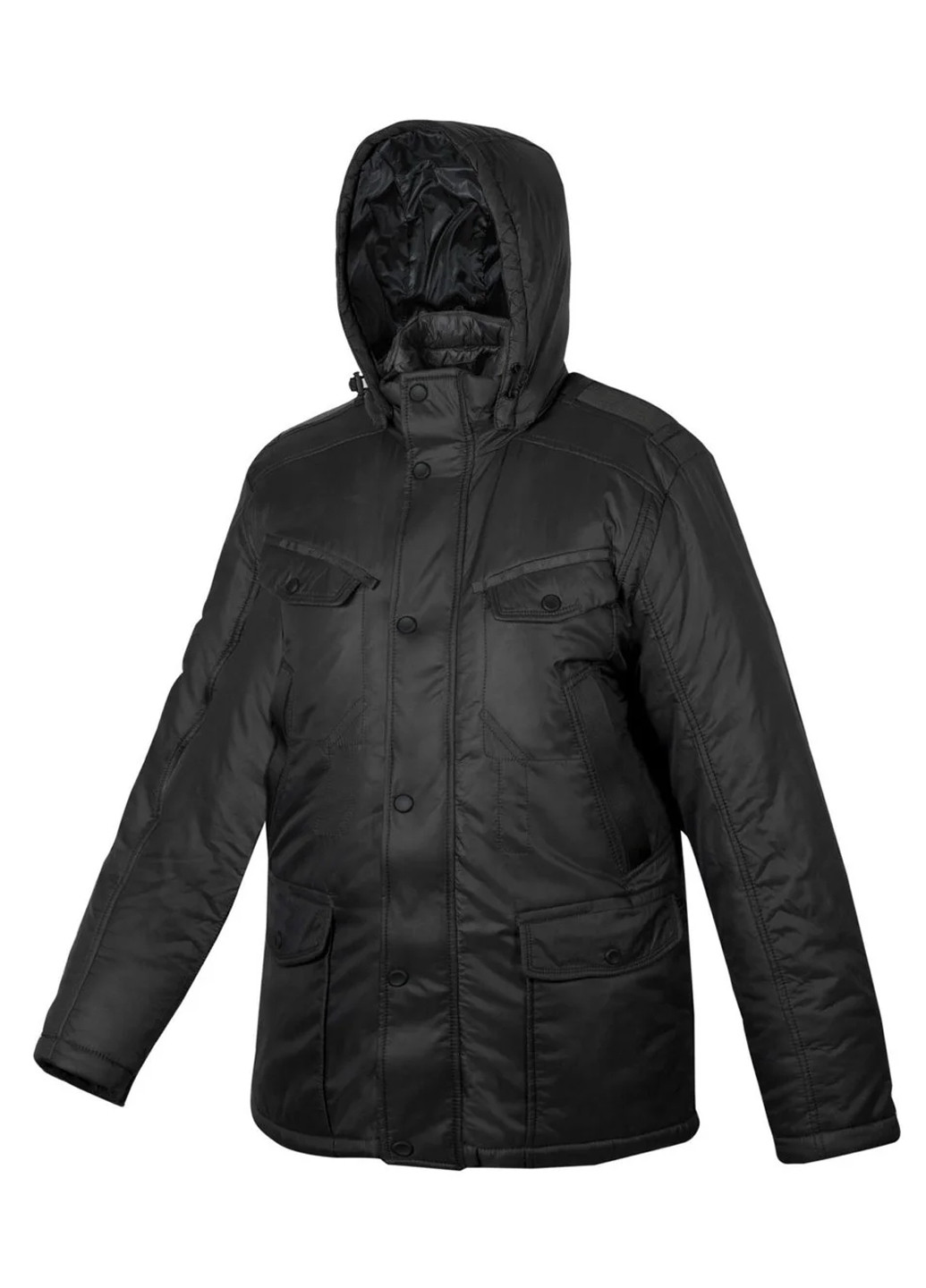 Черная зимняя куртка длинная с капюшоном Mirage