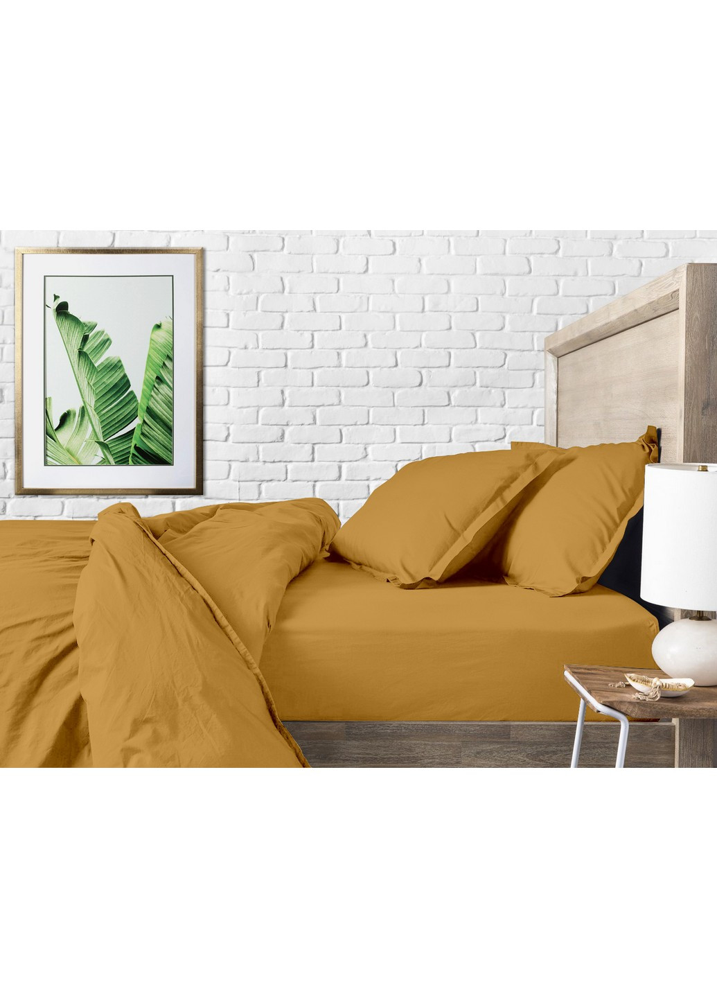 Комплект полуторної постільної білизни RANFORS MUSTARD SNOWFLAKES GREY Mustard (2 наволочки 50х70 у подарунок) Cosas (251281536)