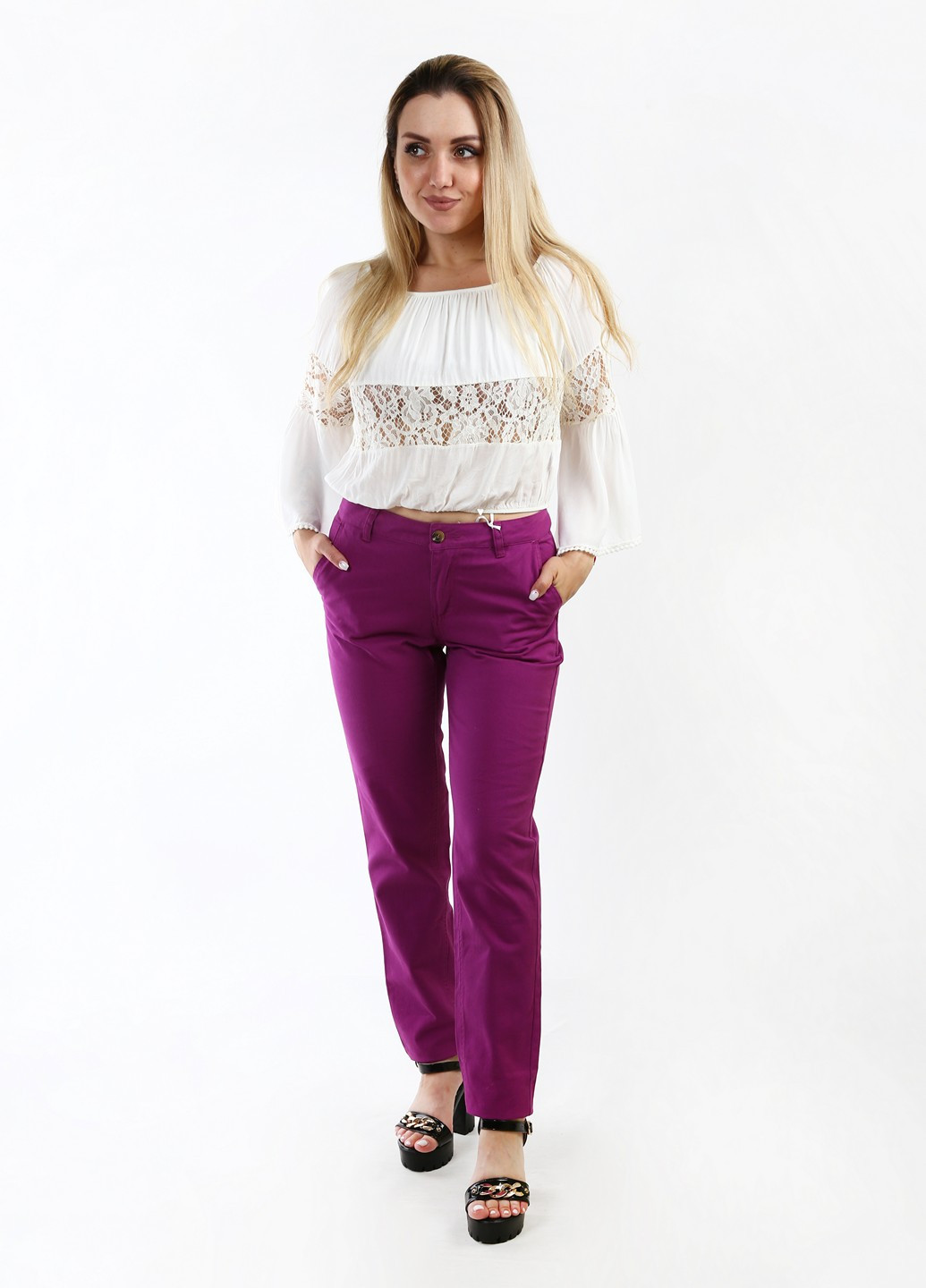Фиолетовые кэжуал демисезонные брюки 3SUISSES