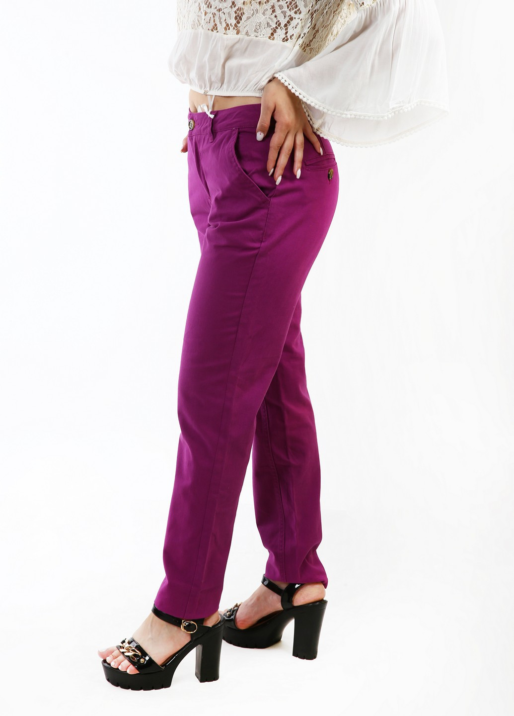 Фиолетовые кэжуал демисезонные брюки 3SUISSES