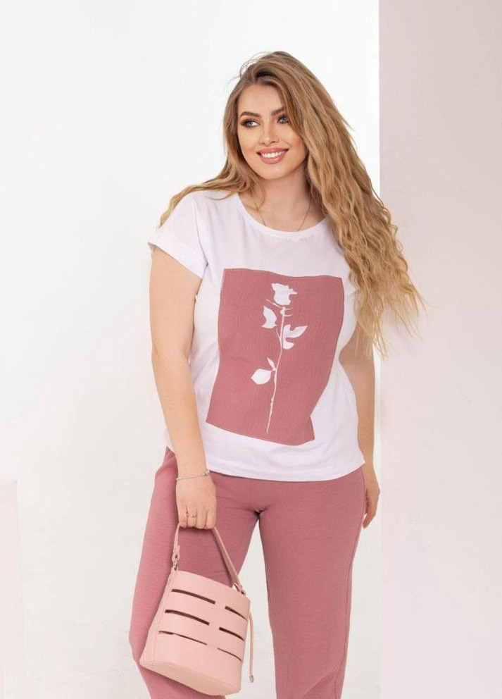 Женский костюм футболка и штаны пудрового цвета р.50 372951 New Trend (255411659)