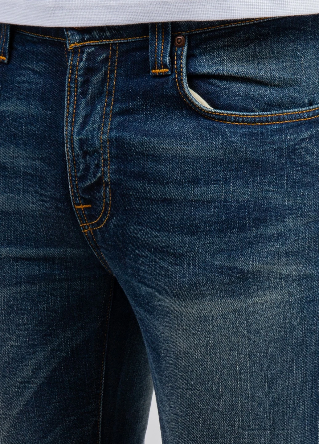 Темно-синие демисезонные темно-синие джинсы с потертостями Nudie Jeans