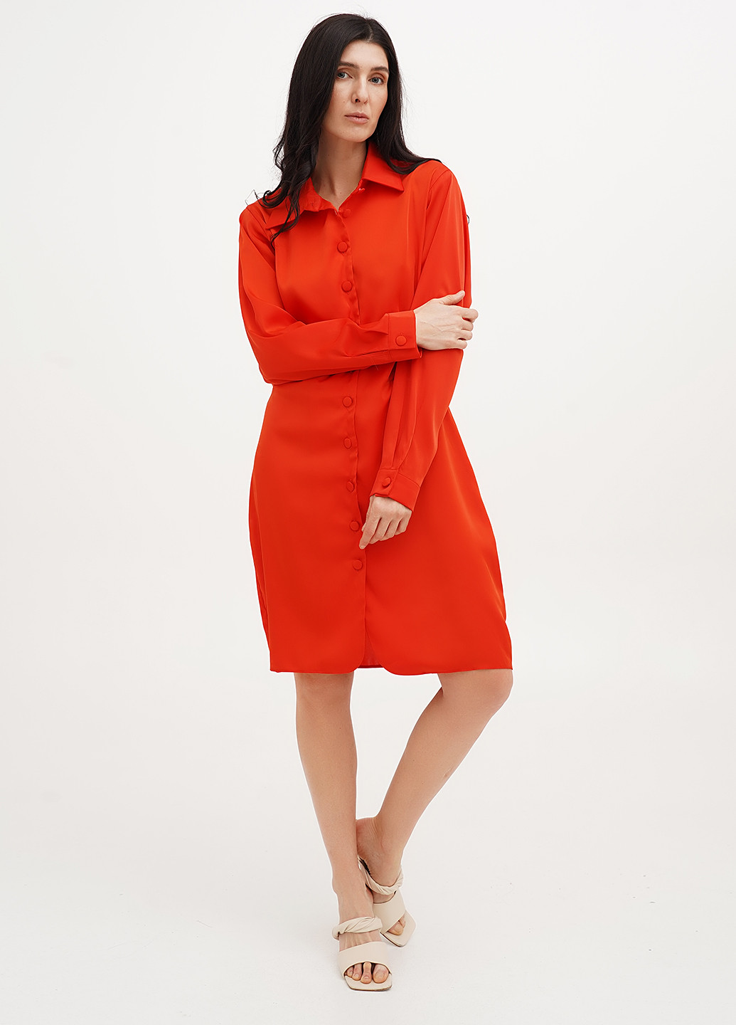 Яскраво-червона кежуал сукня сукня-сорочка Vicolo однотонна