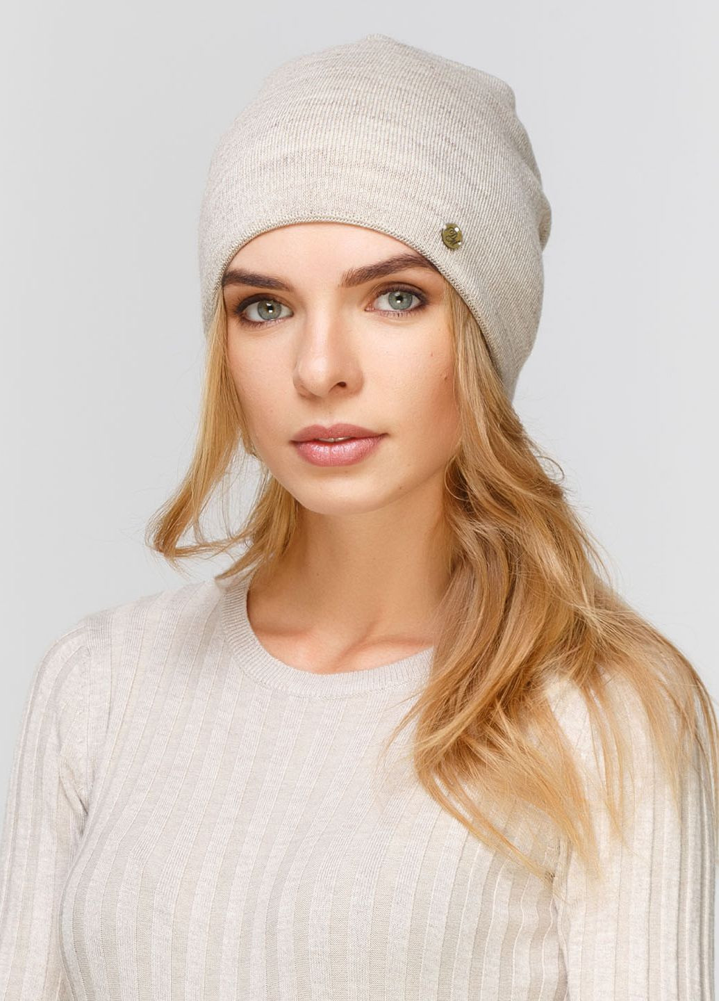 Зимова класична тепла вовняна шапка жіноча на флісовій підкладці 550483 DeMari 45 демари (237904147)
