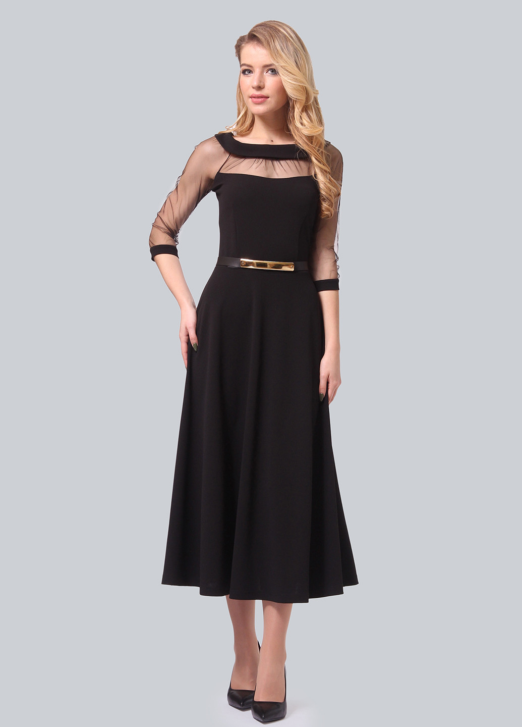 Черное коктейльное платье клеш Agata Webers однотонное