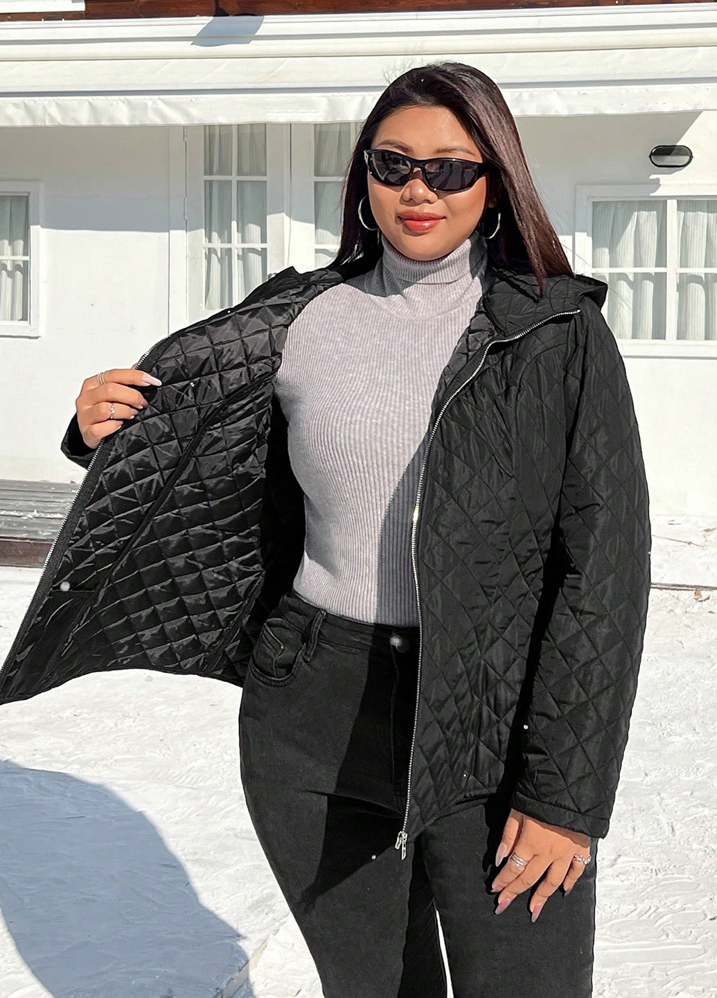 Черная зимняя куртка SHEIN