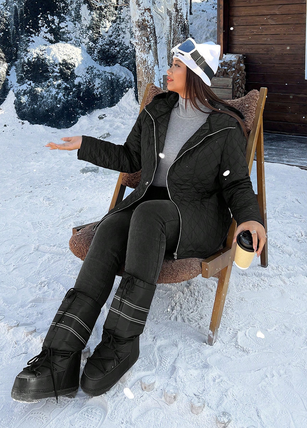 Черная зимняя куртка SHEIN