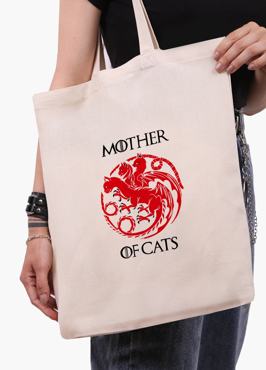Эко сумка шоппер белая Мать котов (Mother Of Cats) (9227-2015-WT) Еко сумка шоппер біла 41*35 см MobiPrint (215952321)