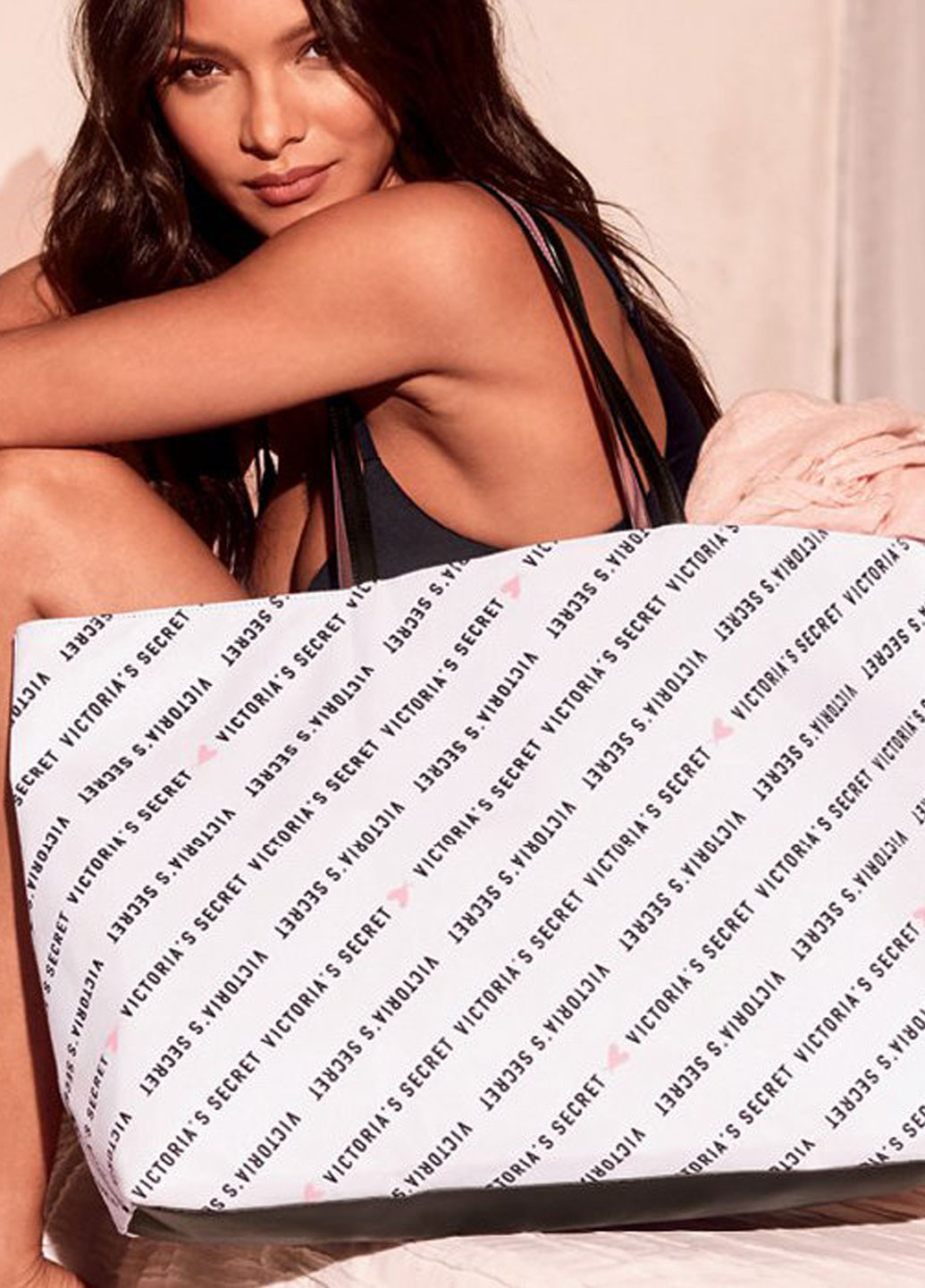 Сумка Victoria's Secret шоппер надпись белая кэжуал