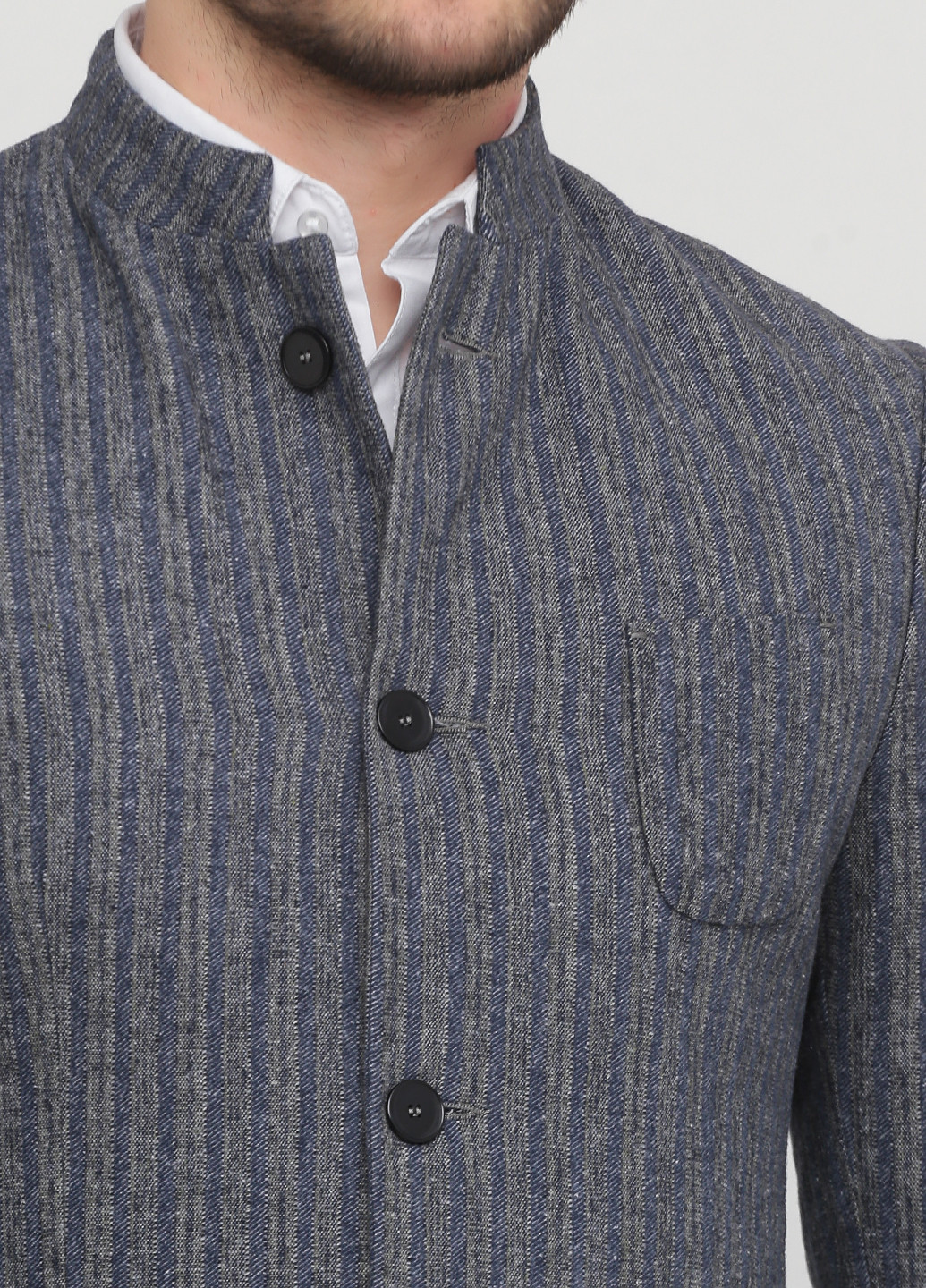 Пиджак Berna однобортный полоска серо-синий кэжуал хлопок